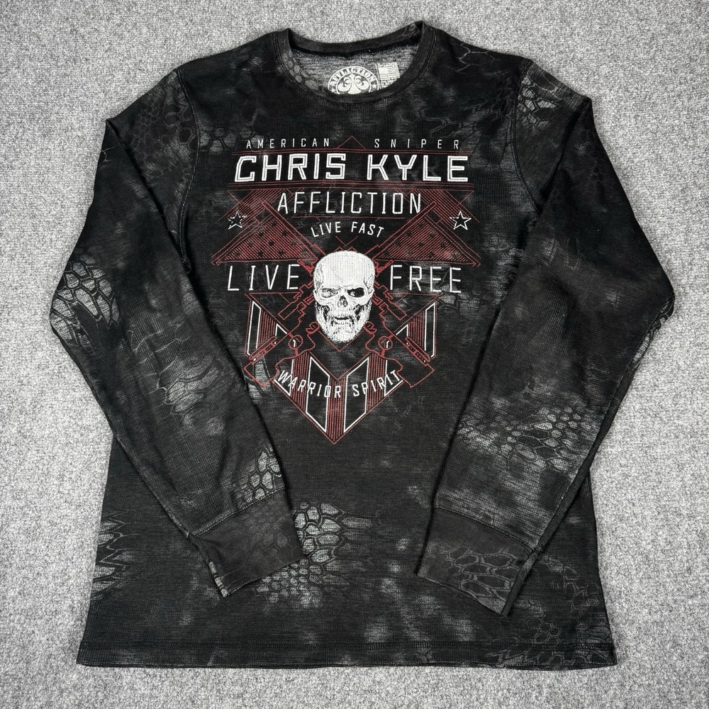 Affliction‎ "Live Fast" Men's XL Thermal Long Sleeve Chris Kyle Skull